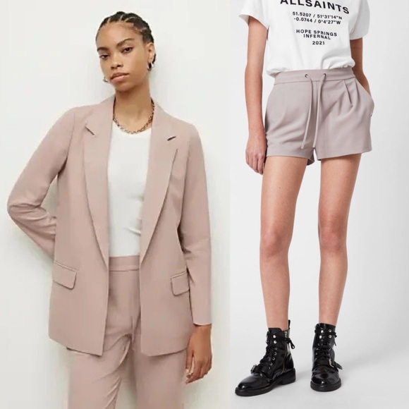 All Saints Jackets & Blazers - ALLSAINTS SET Aleida Tri Blazer + Aleida Tri Tailored Short in Dusty Pink